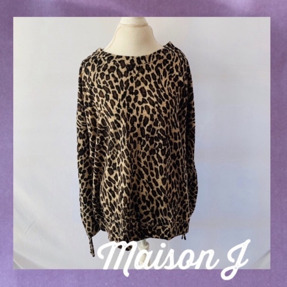 Leopard animal print top hacci knit oversized cozy sweater top long sleeve - Picture 5 of 12